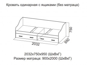 Кровать одинарная с ящиками (Без матраца 0,9*2,0) в Краснотурьинске - krasnoturinsk.magazin-mebel74.ru | фото